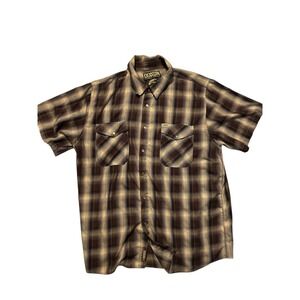 DIXON FLANNEL COMPANY The Old Steamer Mens 2X Brown‎ Plaid Short Sleeve Shirt